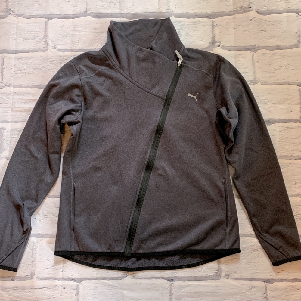 Puma asymmetrical zip front sweatshirt sz L